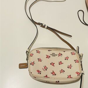 Coach Cream and Red Floral Crossbody Bag